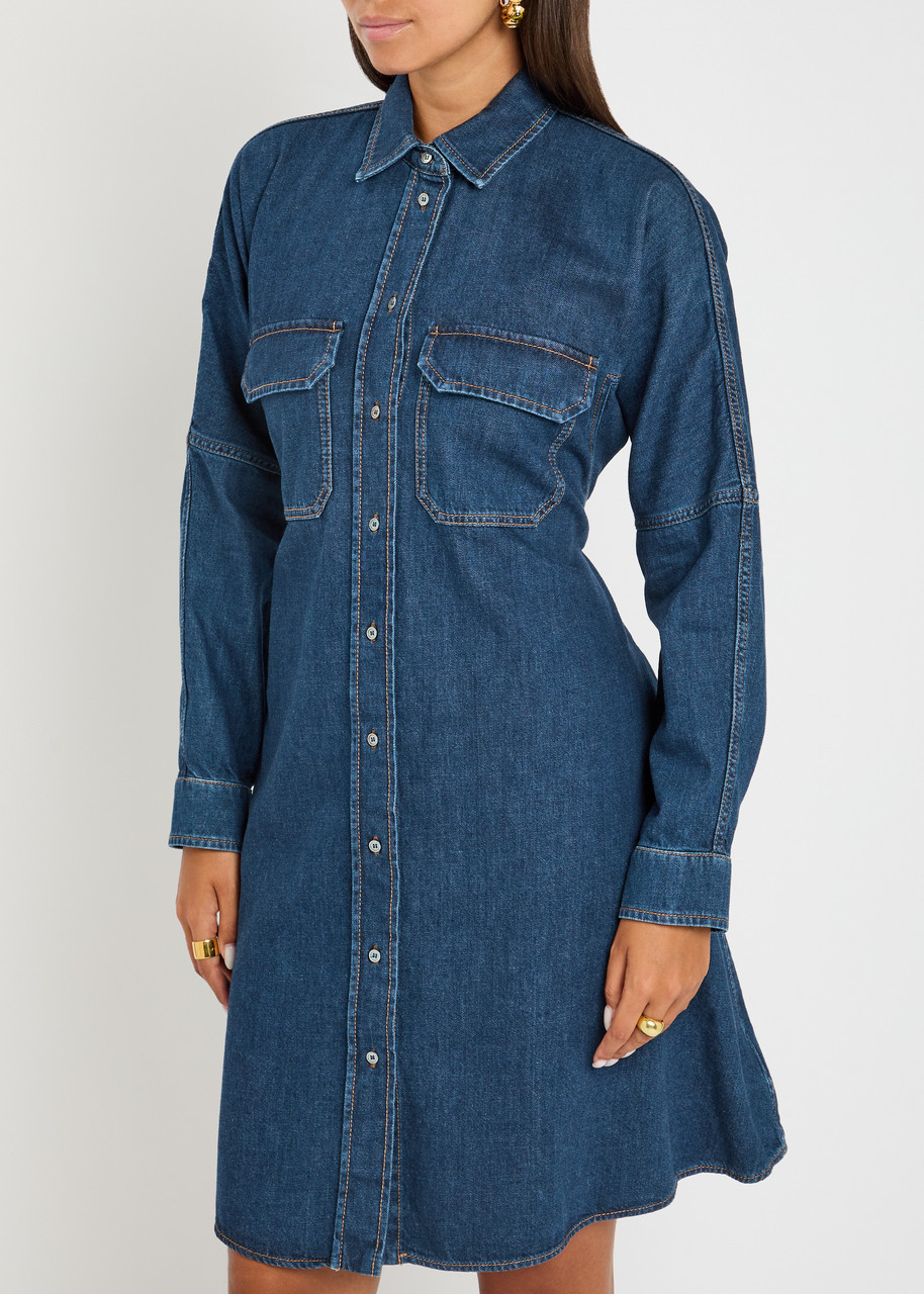 Weekend Max Mara Balenio Long Sleeve Denim Shirtdress In Blue