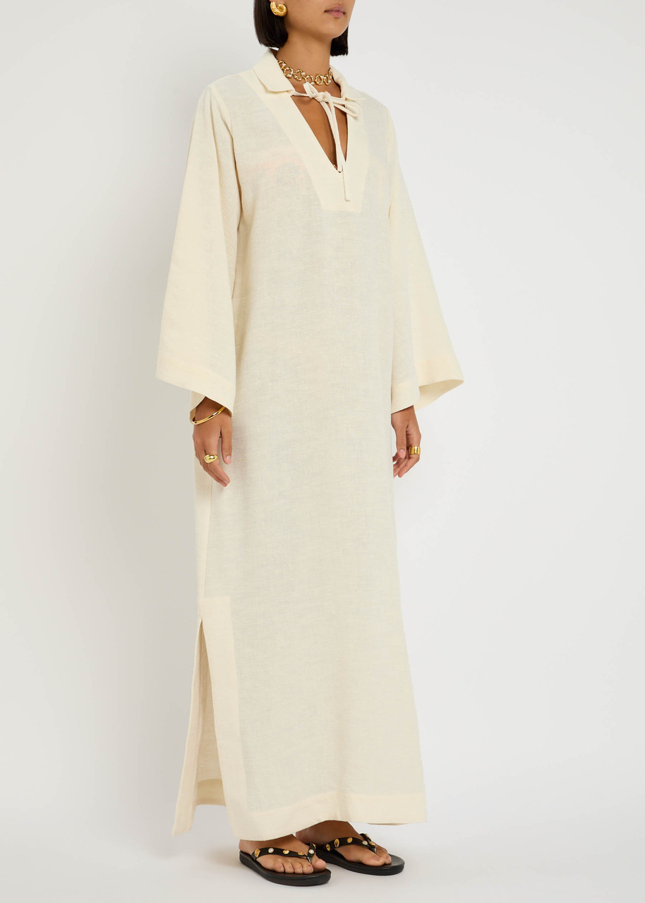 Lisa Marie Fernandez Woven Maxi Kaftan Dress In Neutral