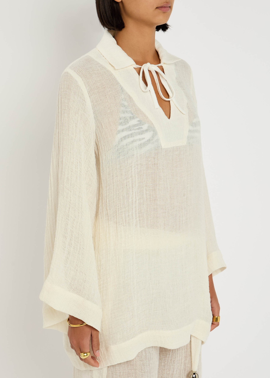 Lisa Marie Fernandez Linen-blend Tunic Top In Neutral