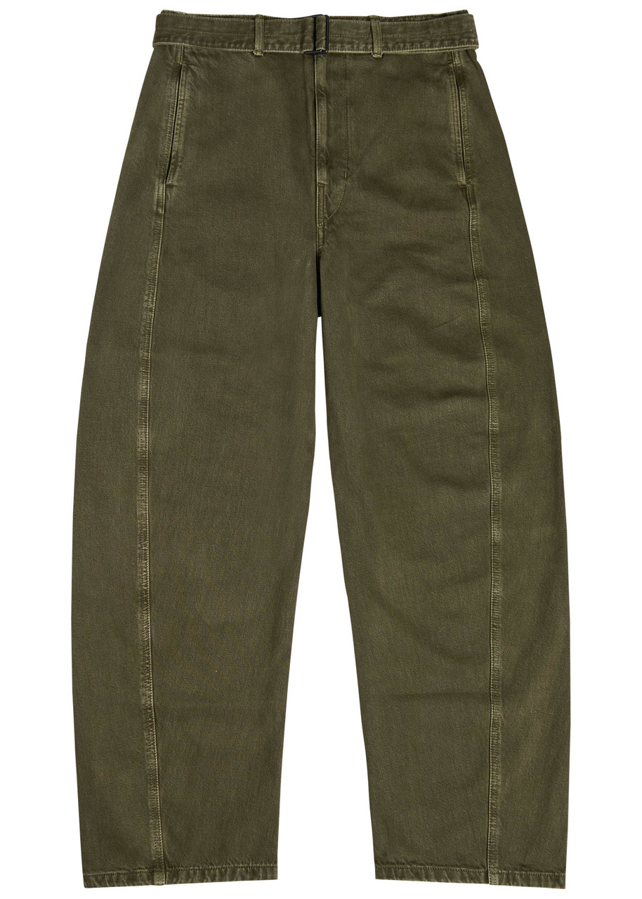 Lemaire Twisted Wide-leg Belted Jeans In Green