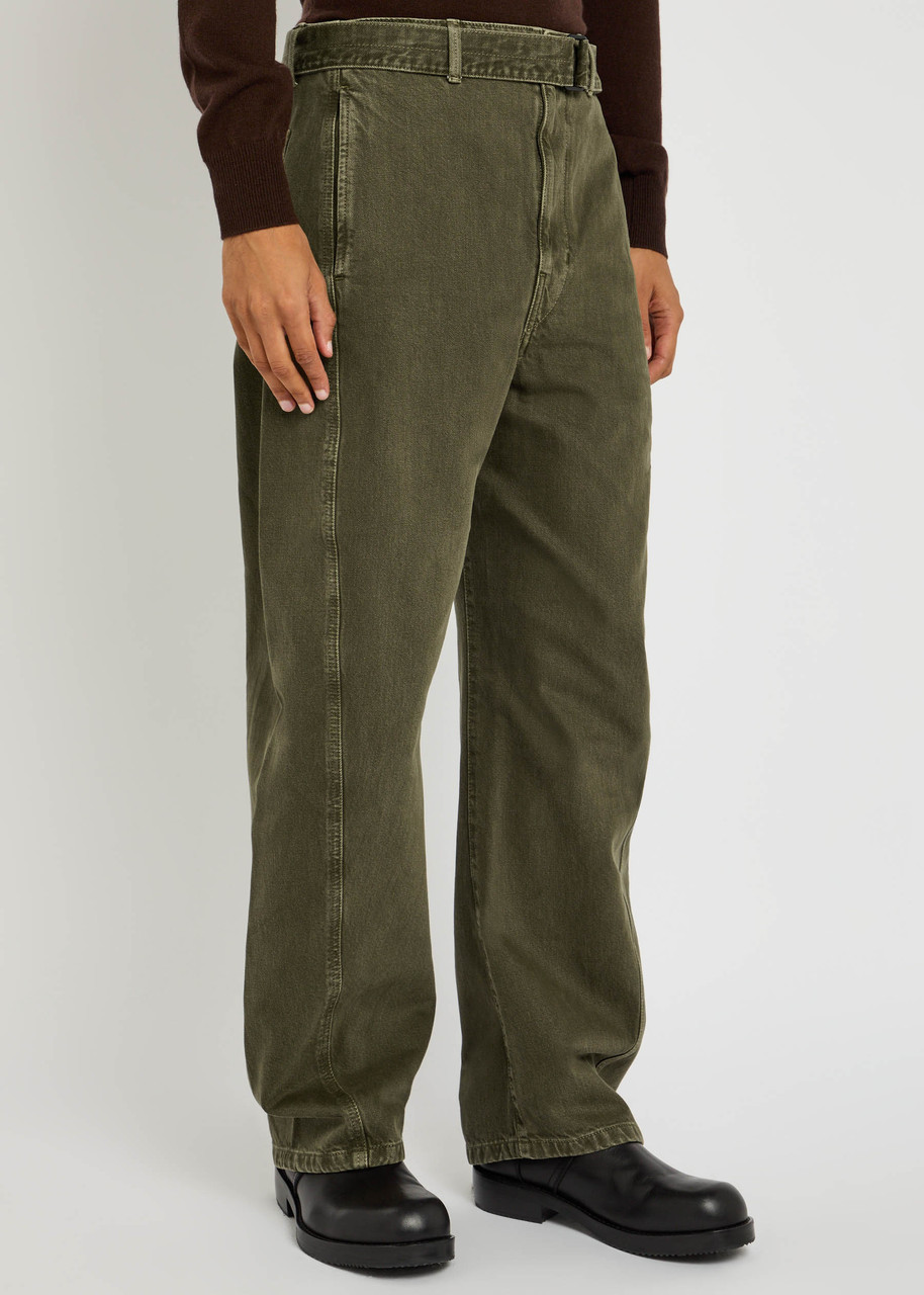 Lemaire Twisted Wide-leg Belted Jeans In Green