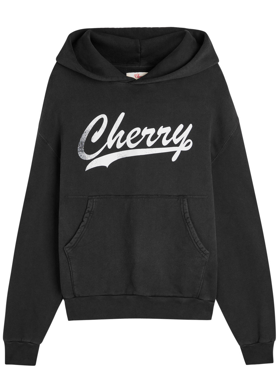 Cherry Los Angeles Logo-print Hooded Cotton Sweatshirt - Black - M
