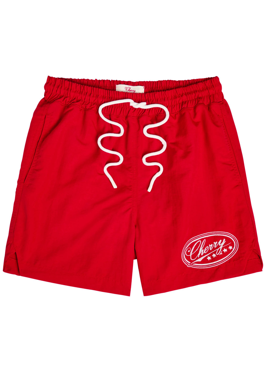 Cherry Los Angeles Five Star Logo-embroidered Nylon Swim Shorts - Red - XL
