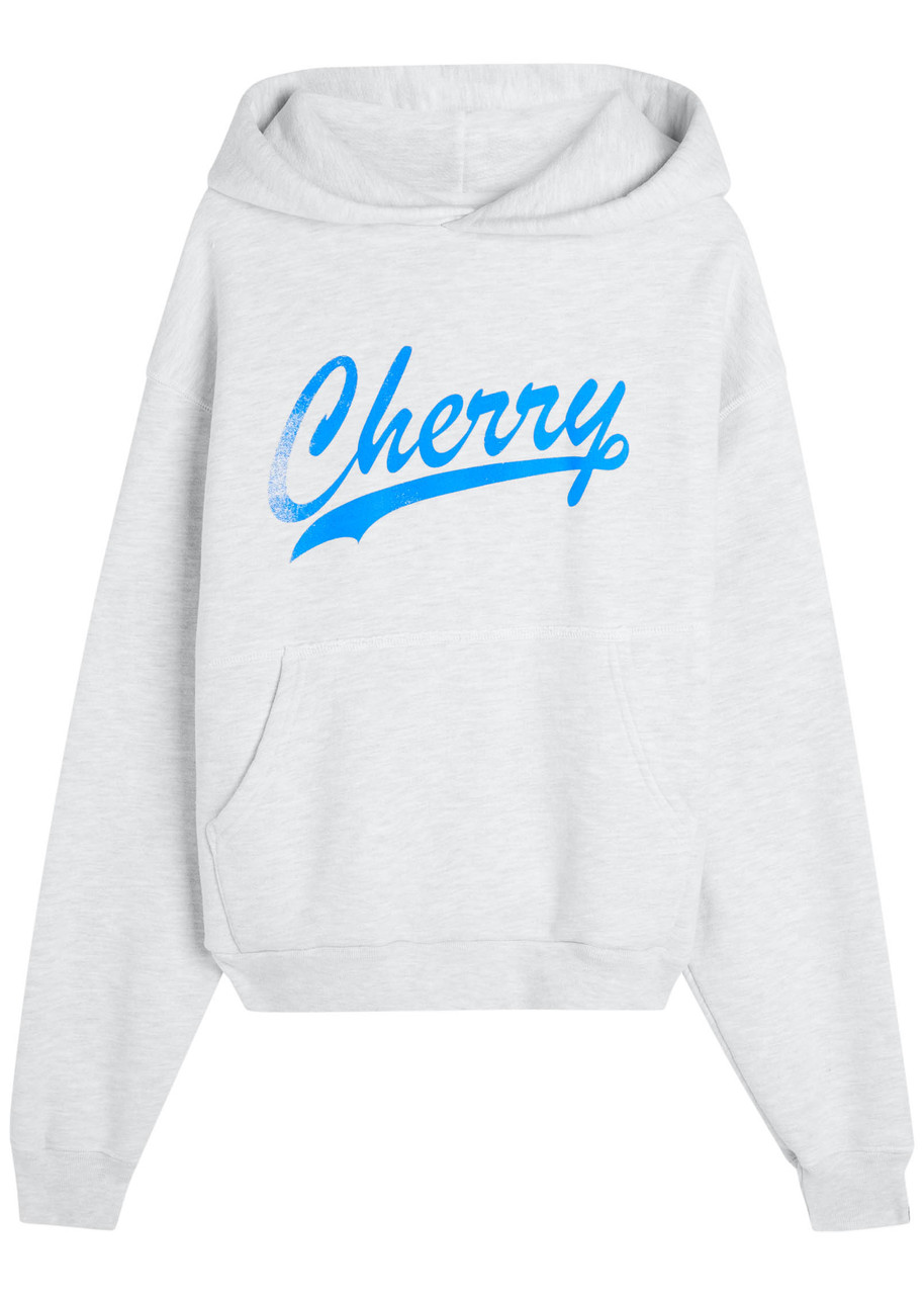 Cherry Los Angeles Logo-print Hooded Cotton Sweatshirt - Grey - L