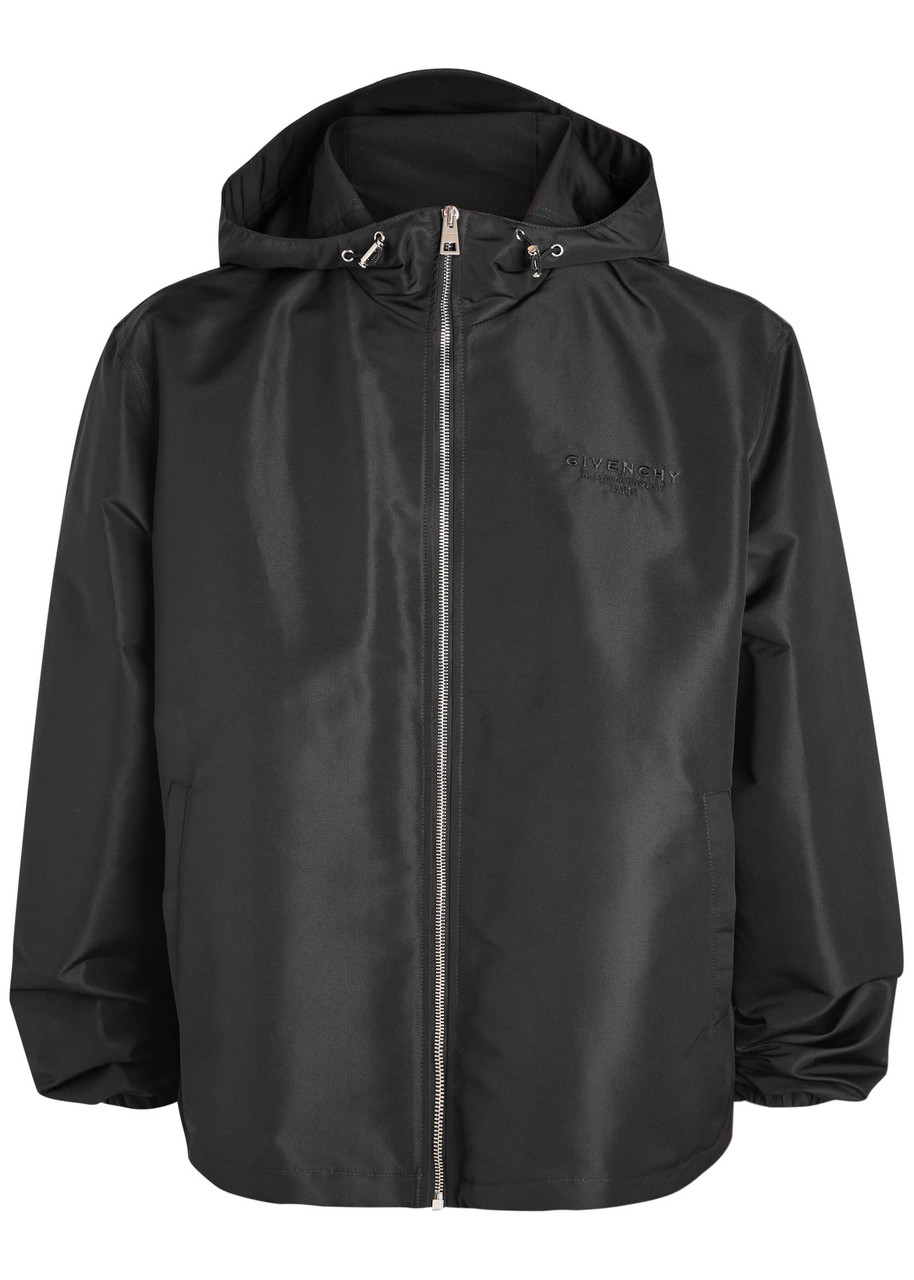 Givenchy Logo-embroidered Hooded Shell Jacket In Black
