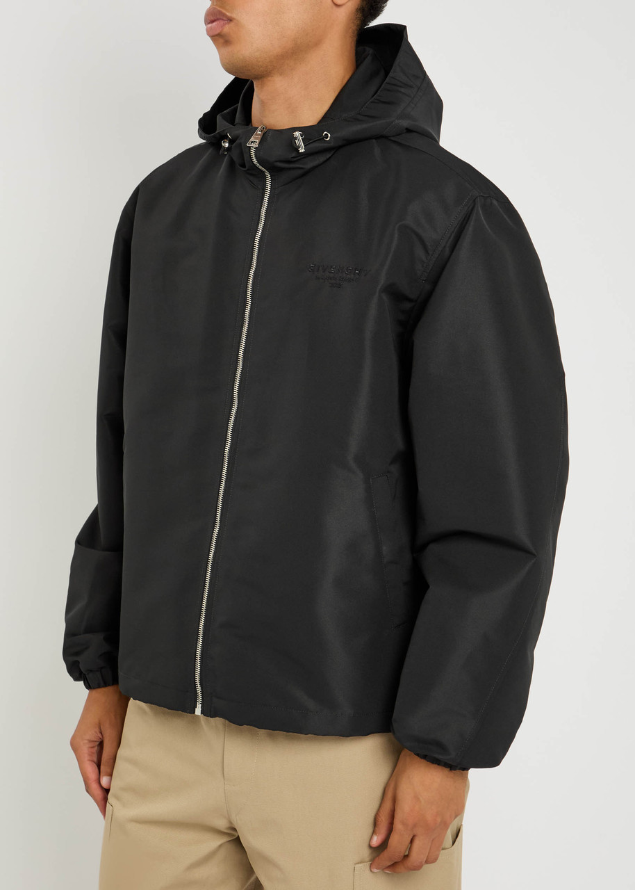 Givenchy Logo-embroidered Hooded Shell Jacket In Black