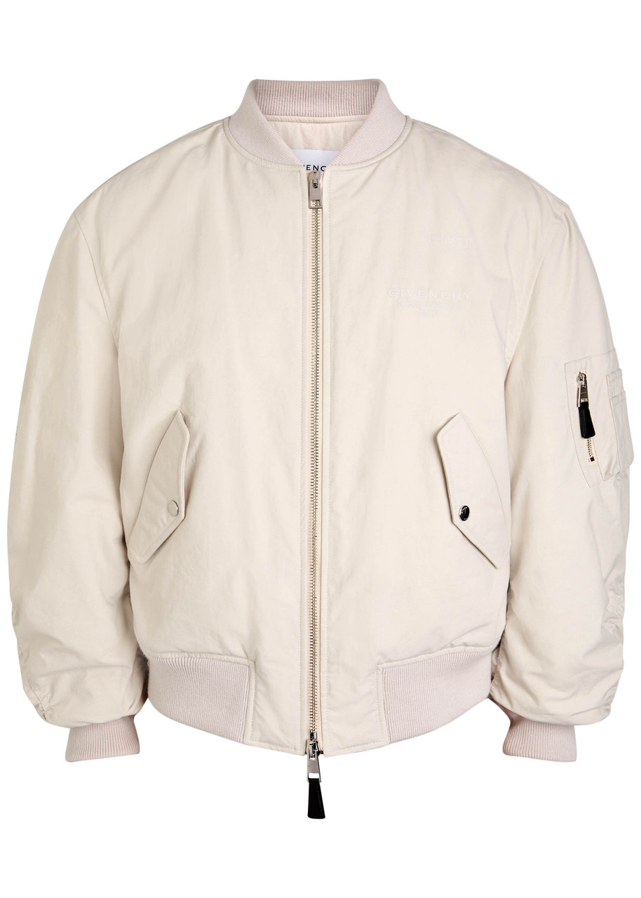 Givenchy Crinkled Cotton Bomber Style Jacket In Neutral