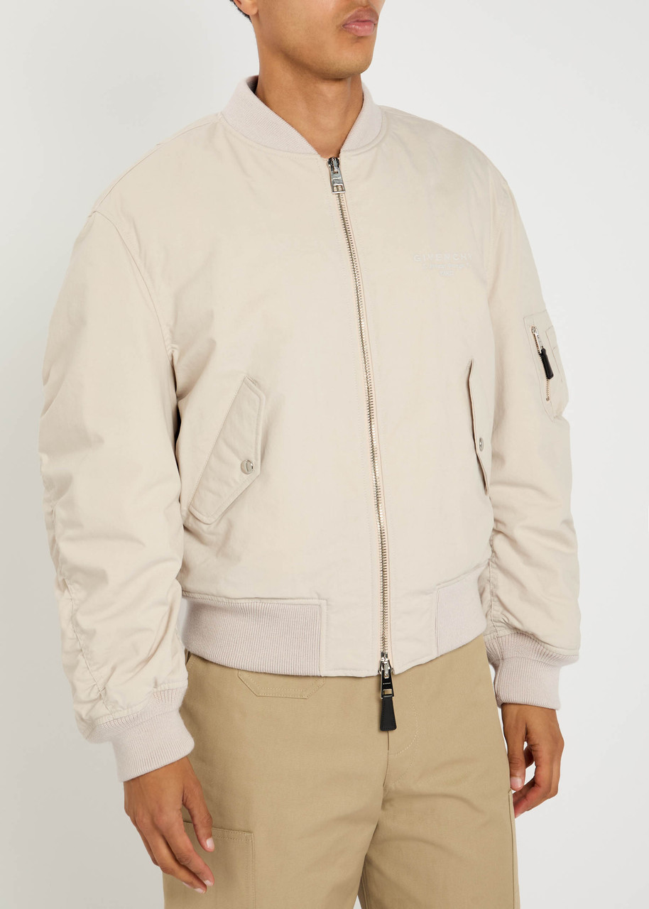 Givenchy Crinkled Cotton Bomber Style Jacket In Neutral