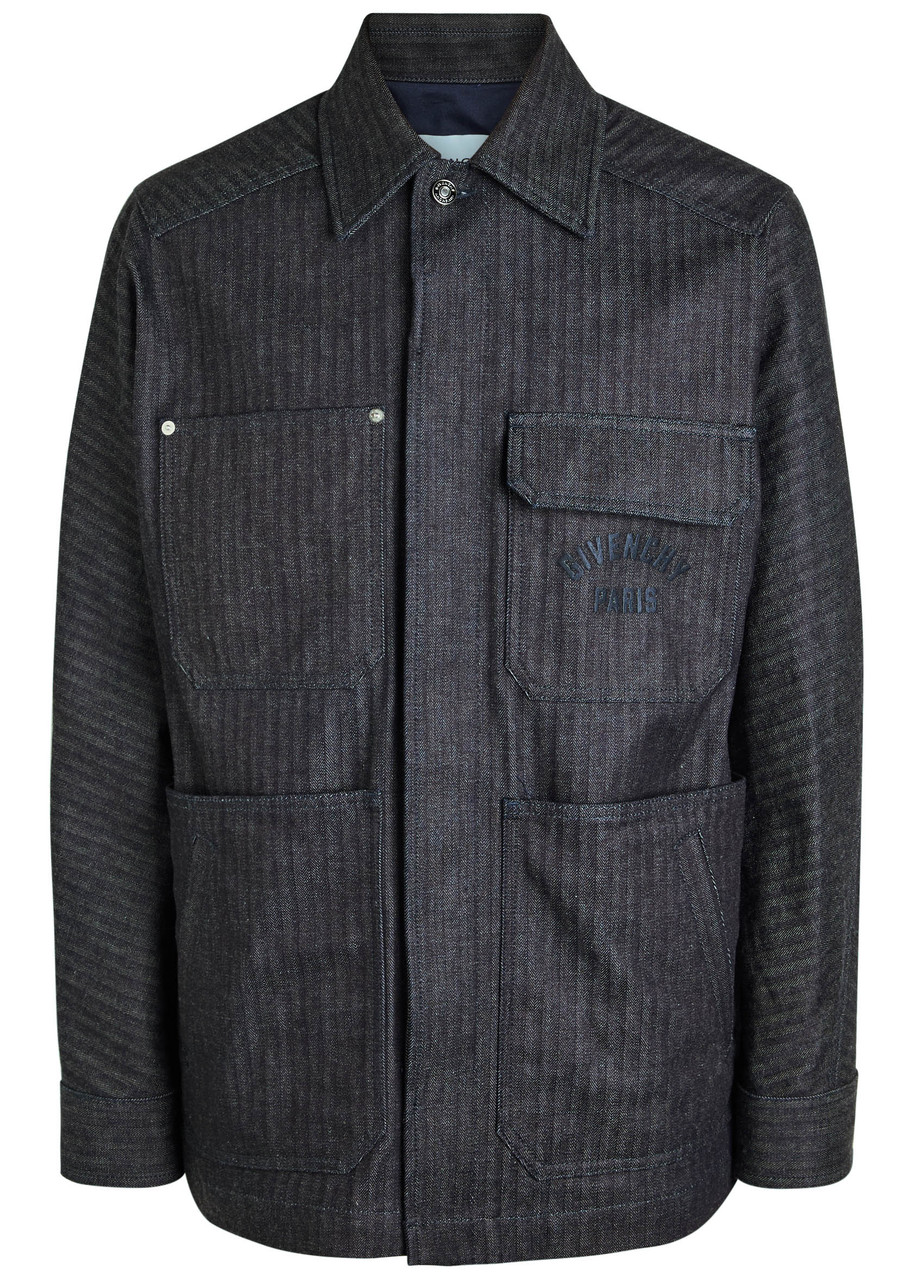 Givenchy Logo-embroidered Denim Jacket In Blue
