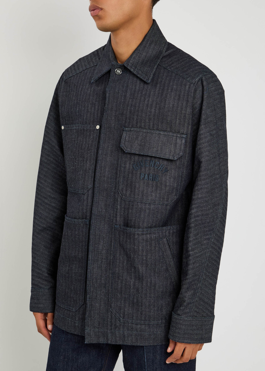 Givenchy Logo-embroidered Denim Jacket In Blue