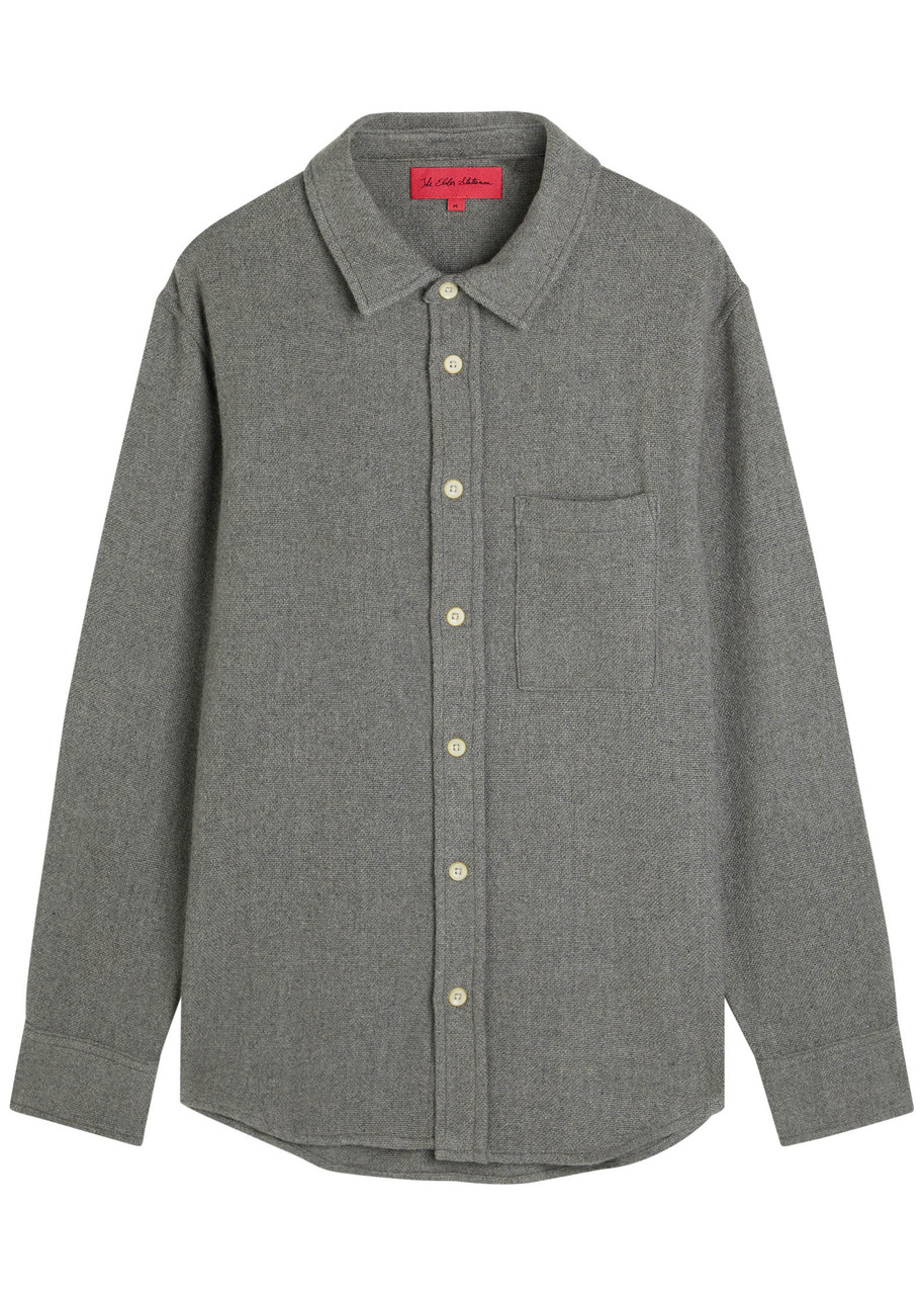 The Elder Statesman Melange Cashmere-woven Overshirt In Gray