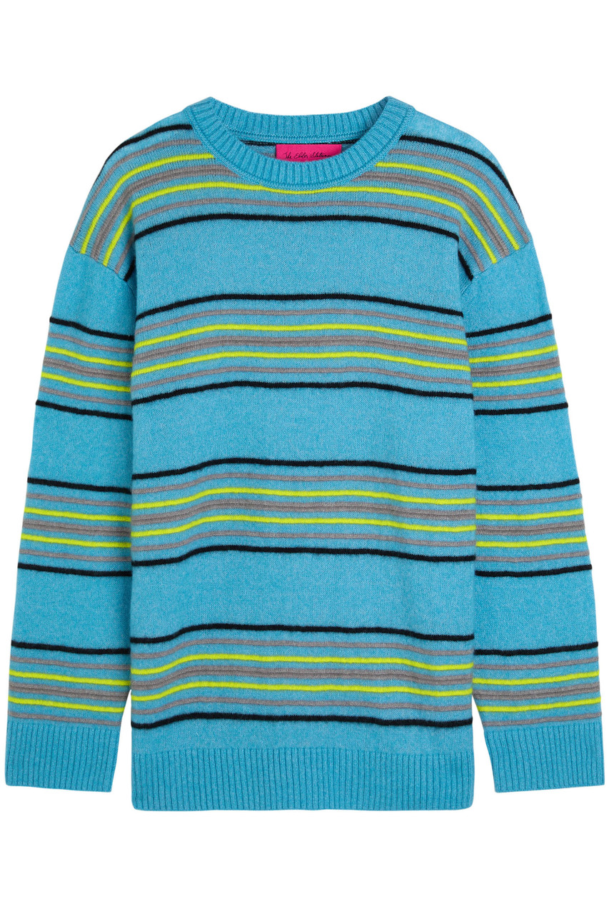 The Elder Statesman Nimbus Reef Striped Cashmere-blend Knit Sweatshirt In Blue
