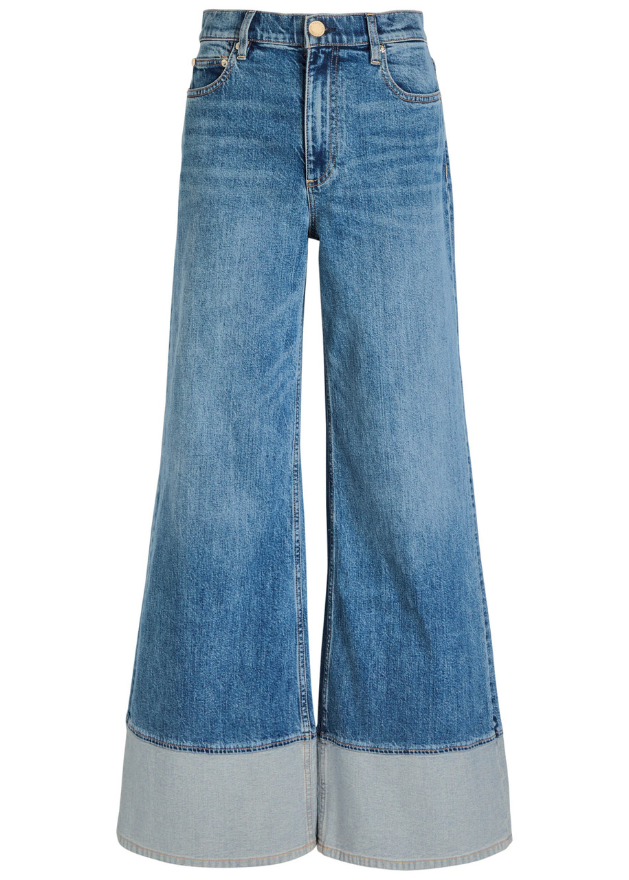 Alice And Olivia Wilson Reversed Seam Wide-leg Jeans In Blue