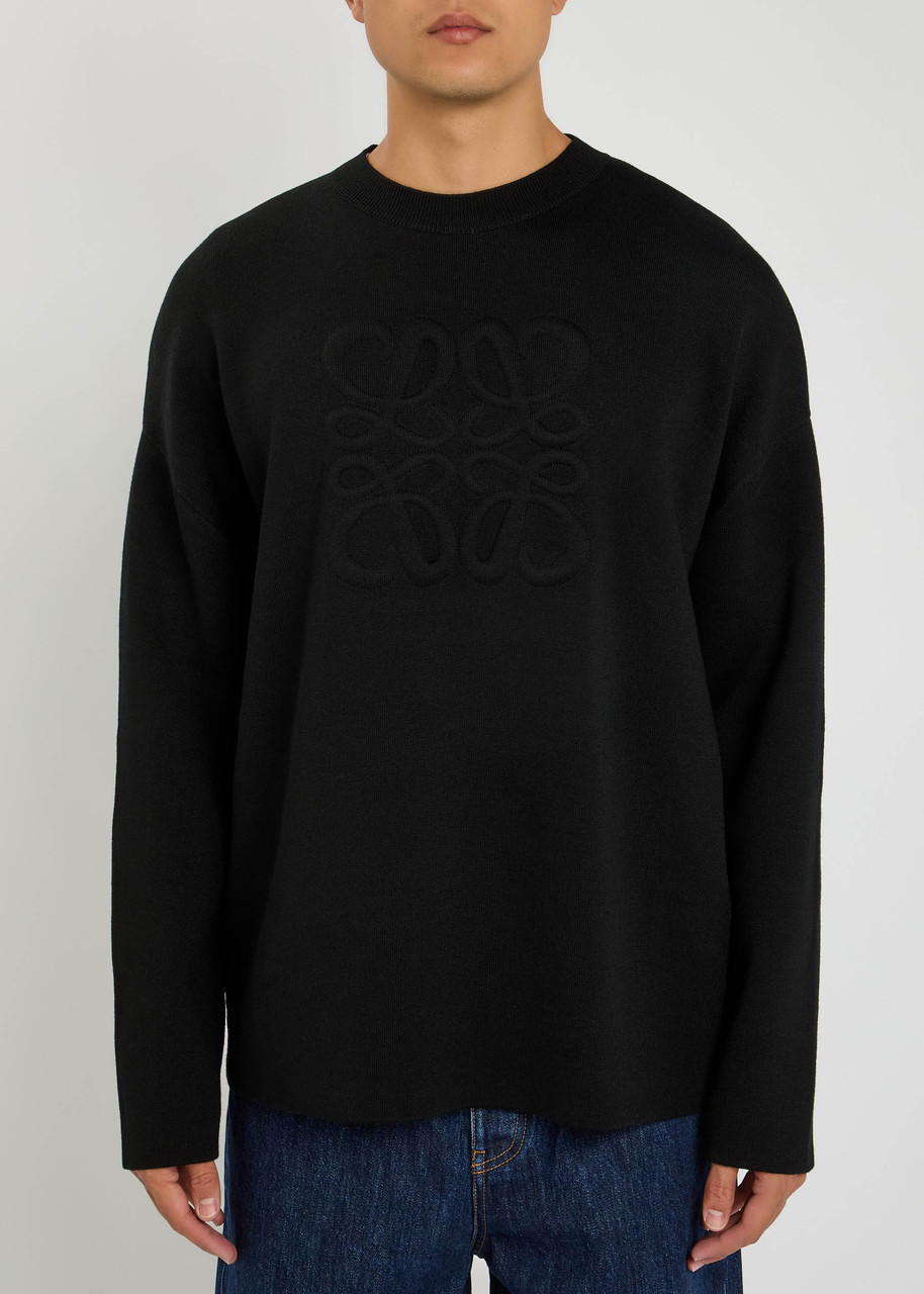Loewe Anagram Wool-blend Sweatshirt In Black