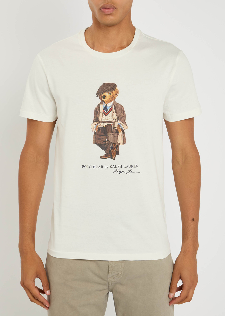 Polo Ralph Lauren Mens White Polo Bear Graphic-print Cotton-jersey T-shirt Xxl In White