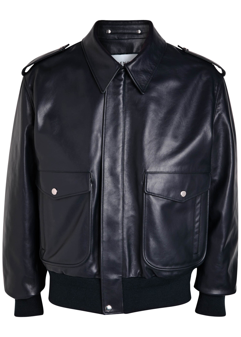 Givenchy Padded Leather Bomber Jacket In Black