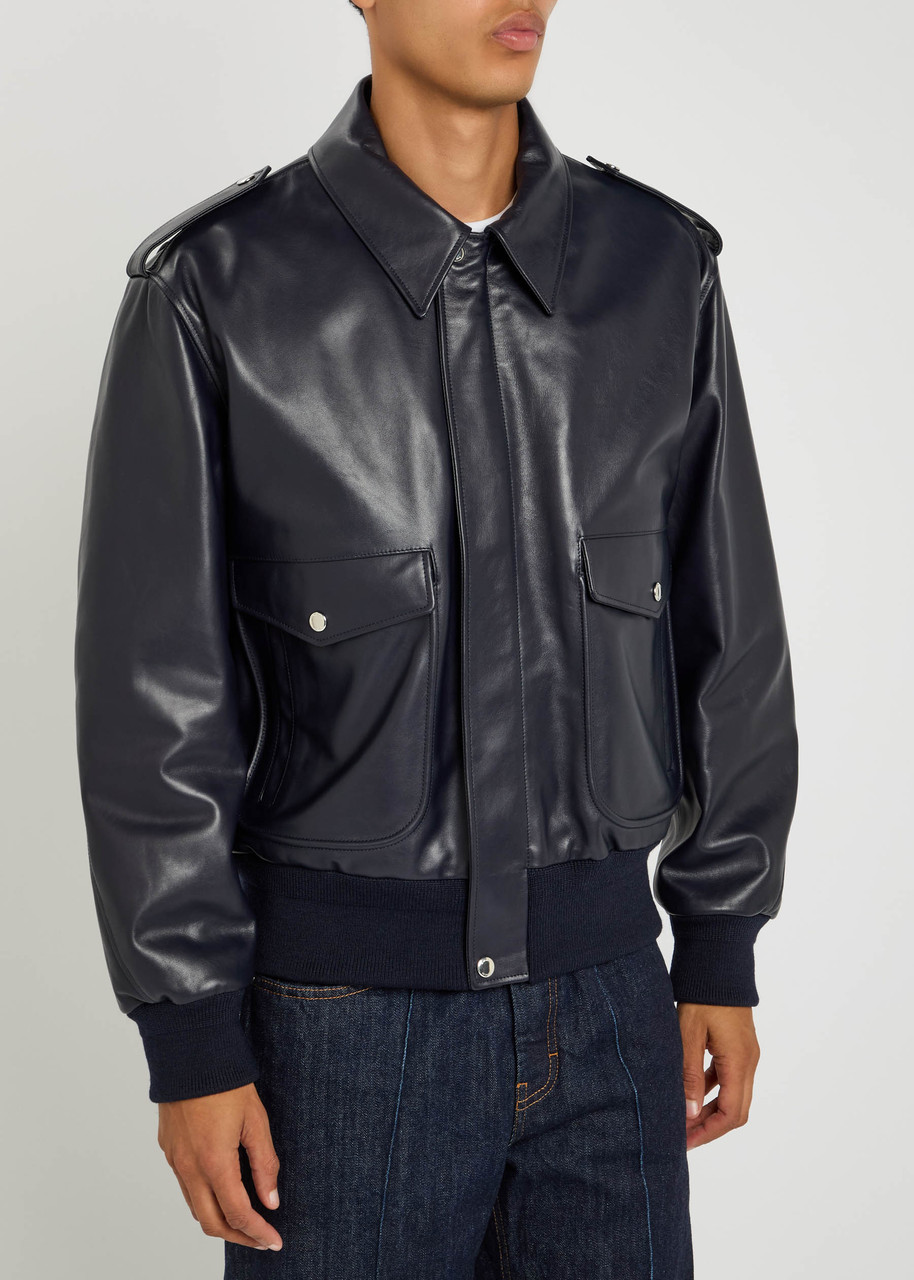 Givenchy Padded Leather Bomber Jacket In Black