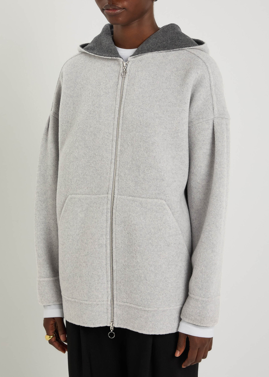 Mm Sottile Hooded Wool-blend Jacket In Gray