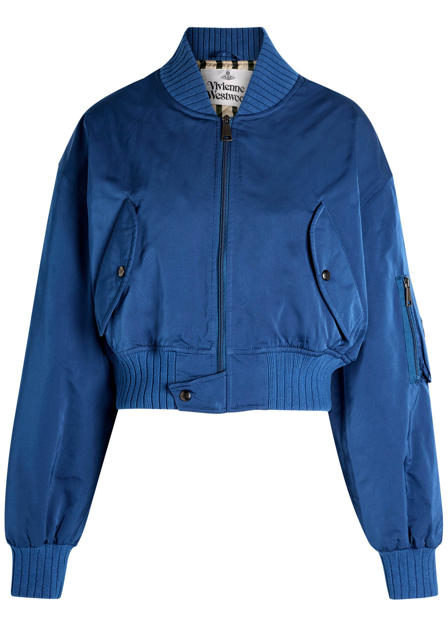 Vivienne Westwood Bernardo Quilted Taffeta Bomber Jacket In Blue