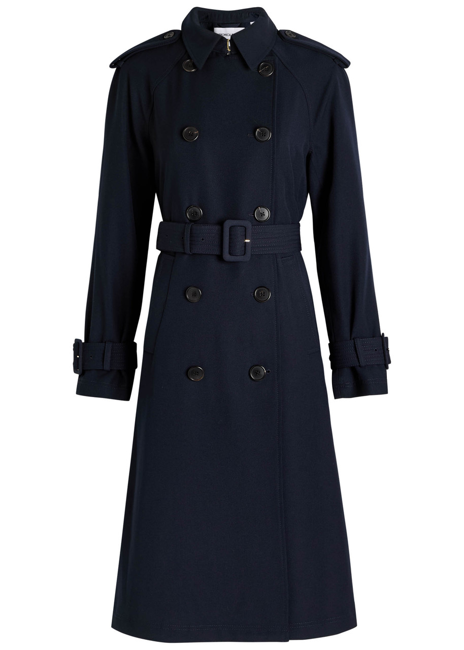 Veronica Beard Conneley Dickey Double-breasted Twill Trench Coat In Blue