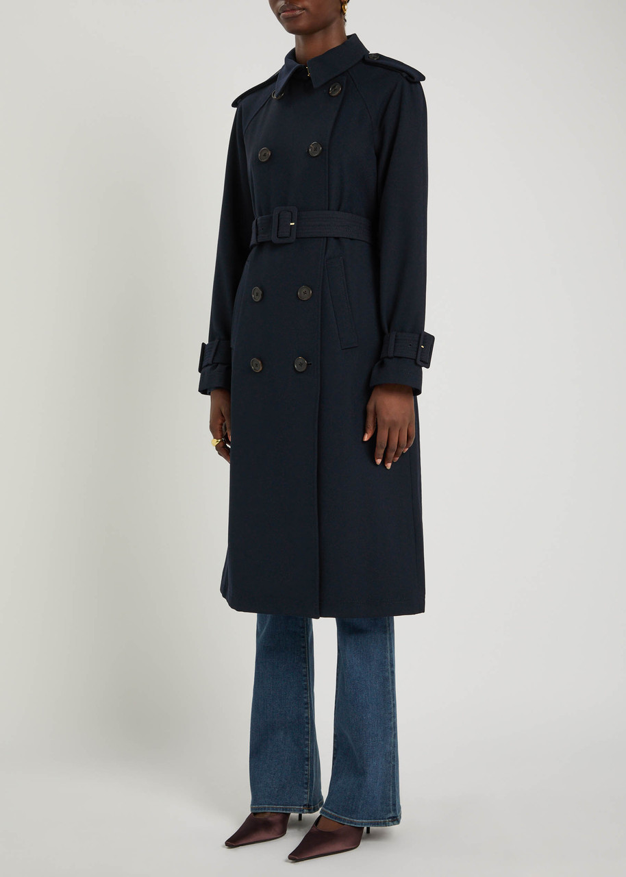 Veronica Beard Conneley Dickey Double-breasted Twill Trench Coat In Blue