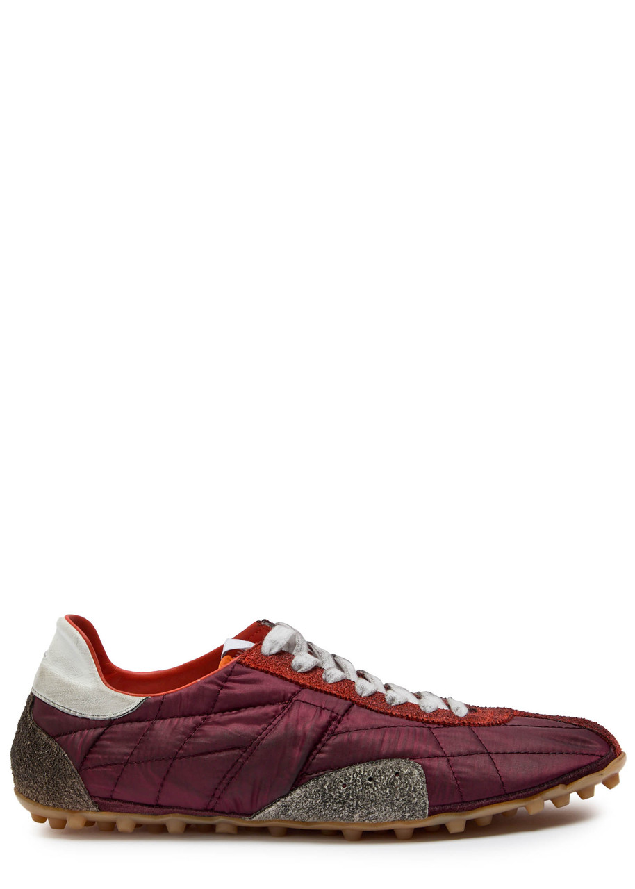 Maison Margiela Sprinters Distressed Nylon Sneakers In Burgundy