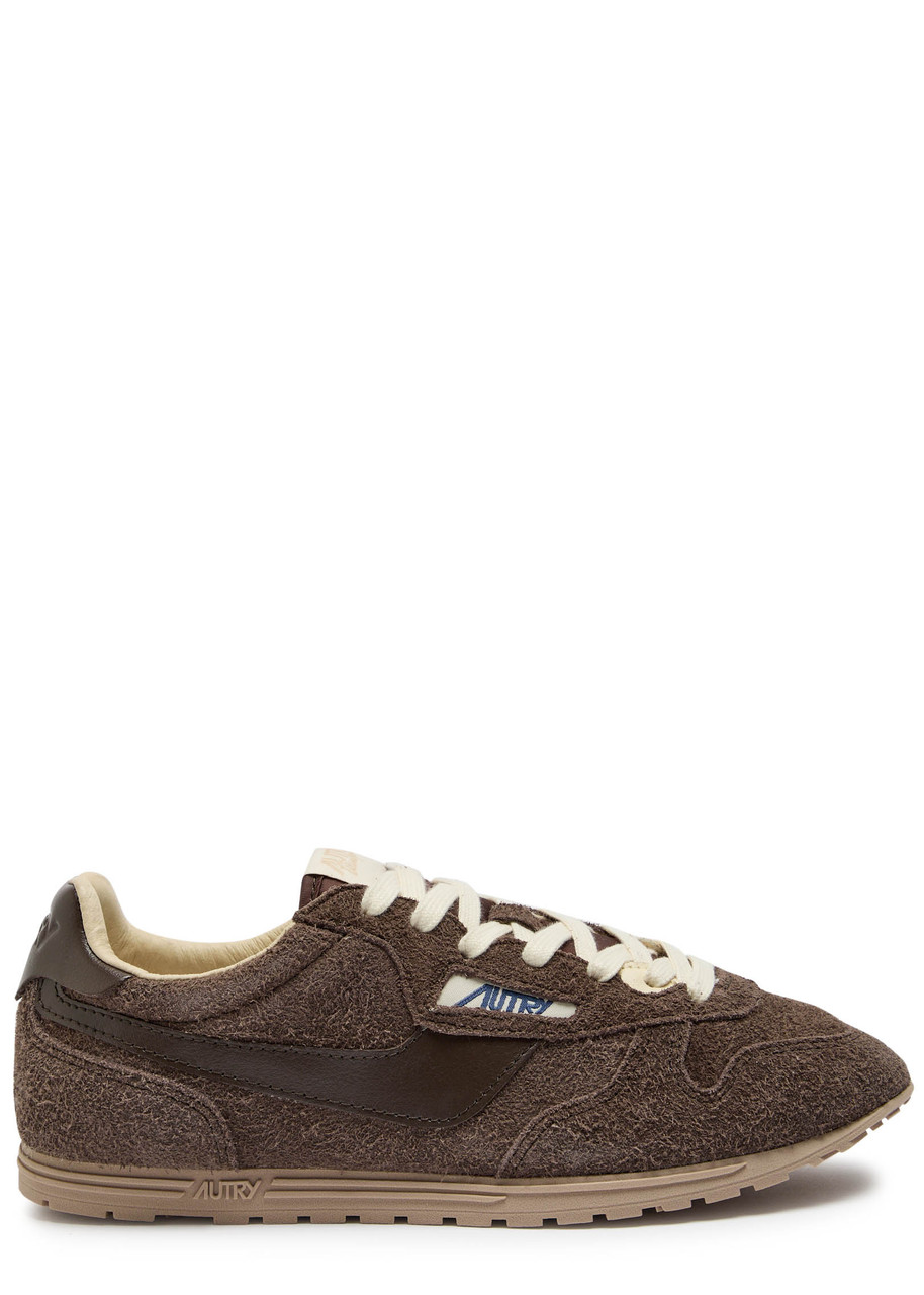 Autry Windspin Panelled Brushed Suede Sneakers In Brown