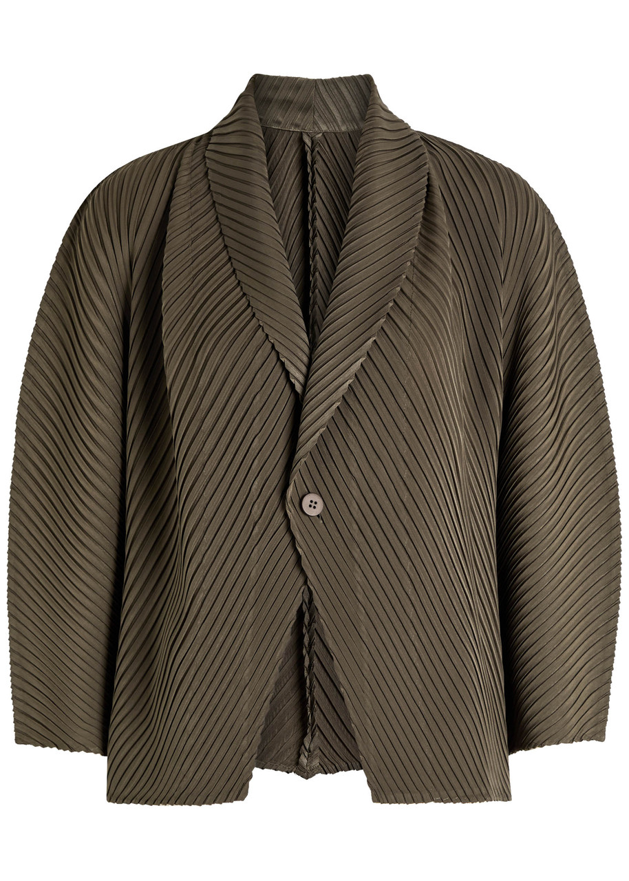 Issey Miyake Soft Fold Pleated Jacket In Green