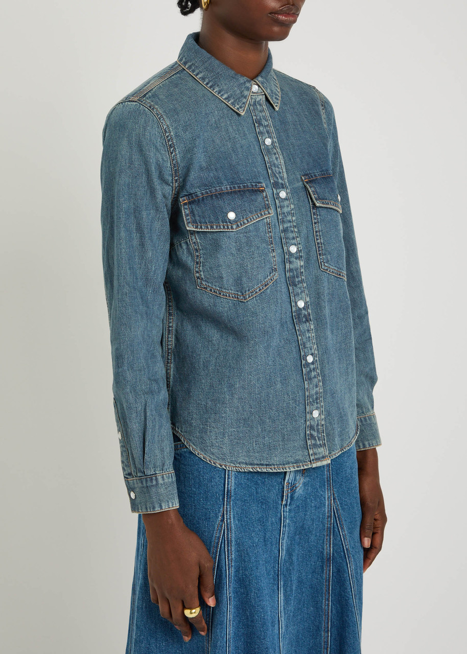 Veronica Beard Noah Denim Shirt In Blue