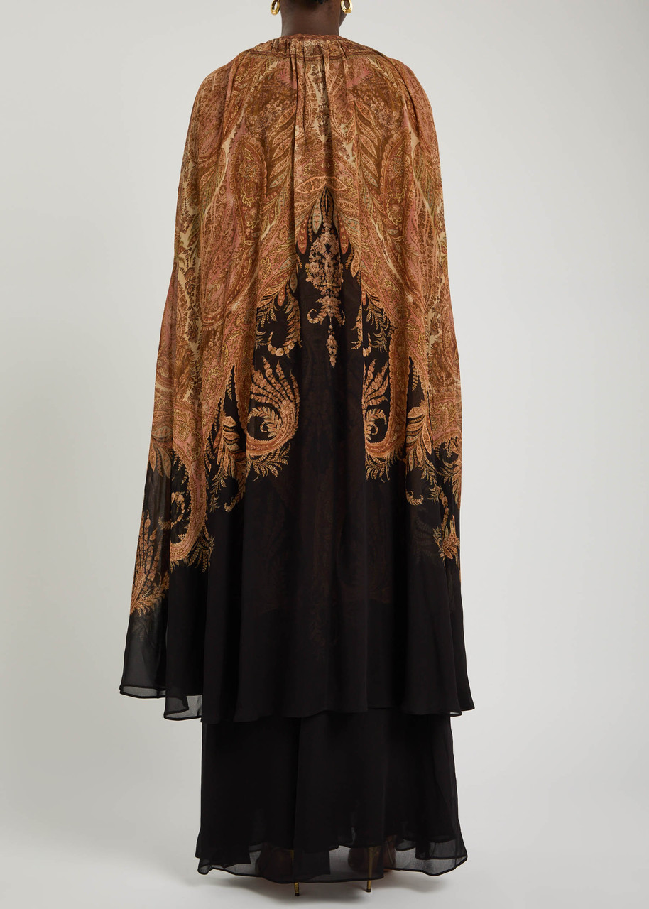 Zimmermann Hypnotic Cape-effect Chiffon Maxi Dress In Multi