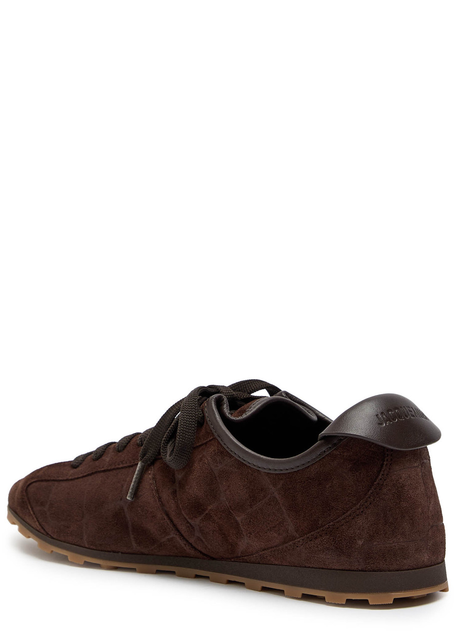 Jacquemus Crocodile-effect Suede Leather Sneakers In Brown