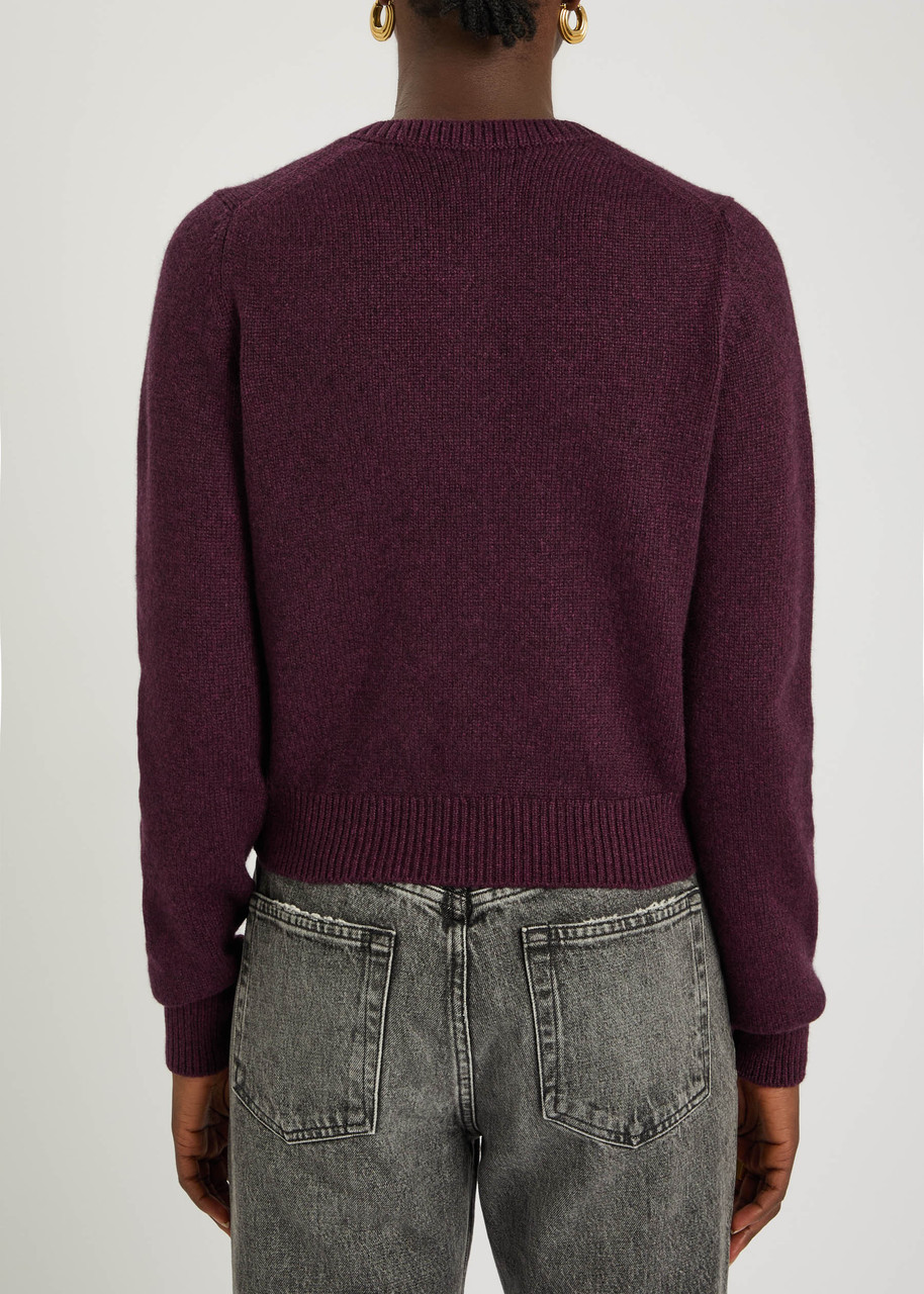 Khaite Plum Cashmere Knit Everheart Cardigan In Burgundy
