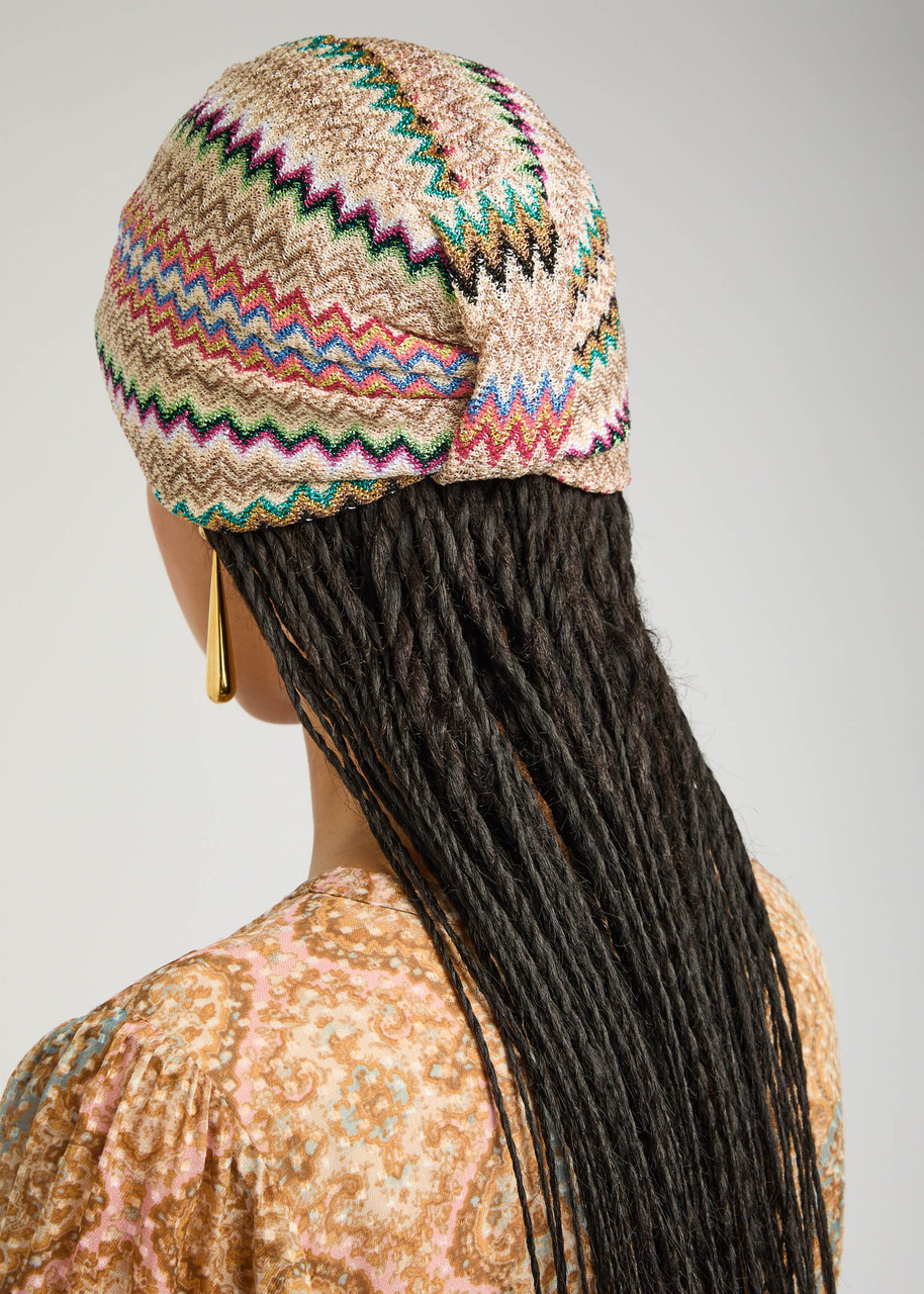 Missoni Metallic Zigzag-intarsia Knitted Head Wrap In Sand