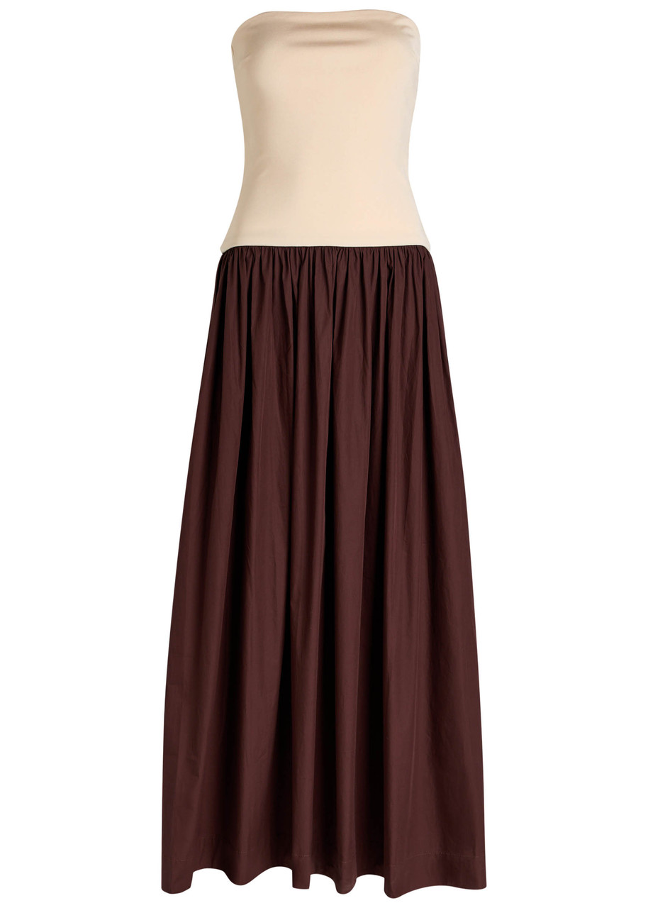 Esse Studios Strapless Cotton And Jersey Midi Dress In White
