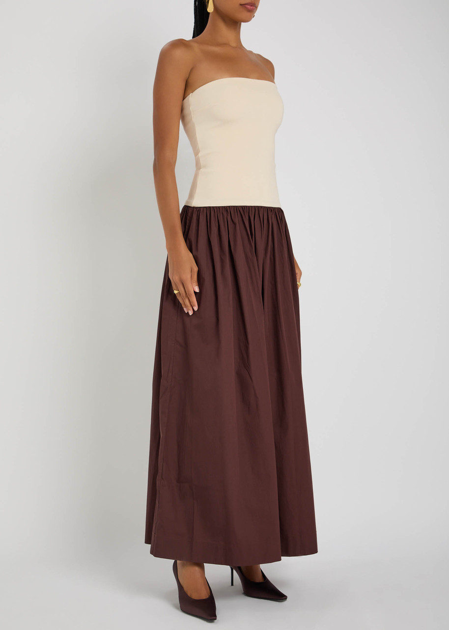 Esse Studios Strapless Cotton And Jersey Midi Dress In White