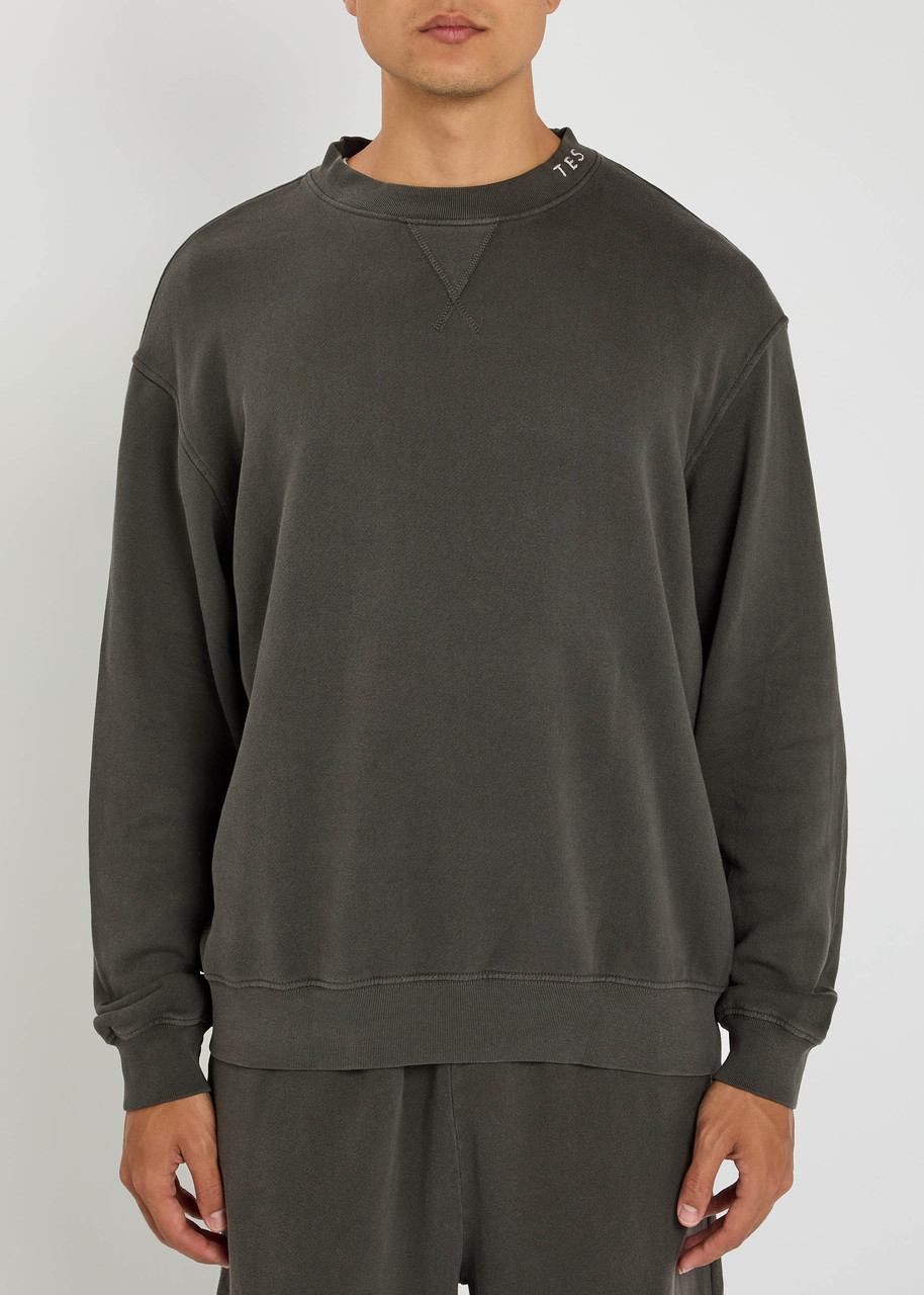 The Elder Statesman Daily Logo-embroidered Cotton And Cashmere-blend Sweatshirt In Black