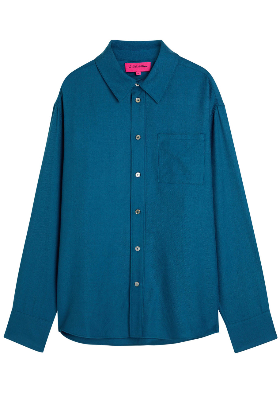The Elder Statesman Pashmina Wool And Cashmere-blend Shirt In Blue