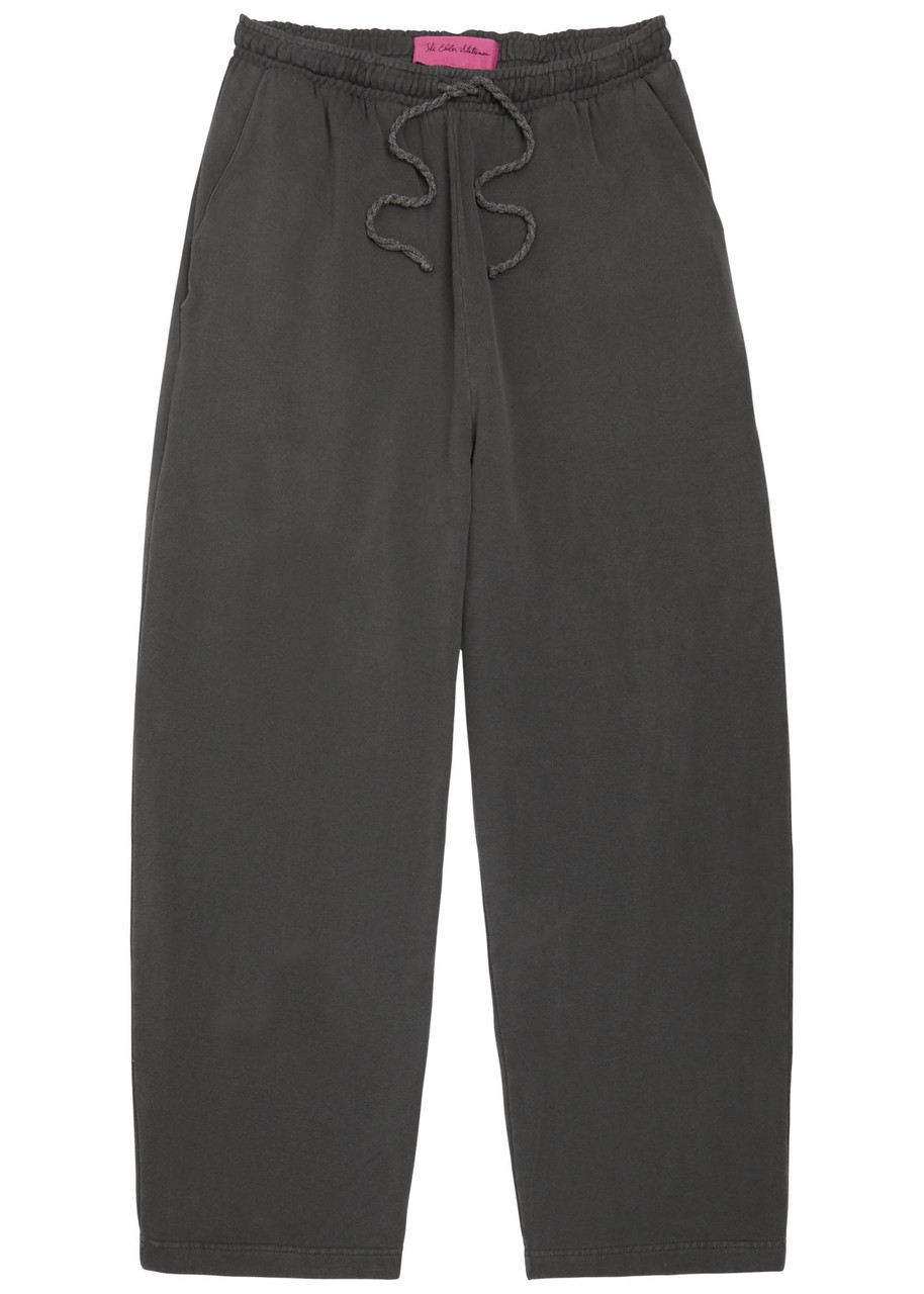 The Elder Statesman Daily Wide-leg Cotton And Cashmere-blend Jersey Sweatpants In Black