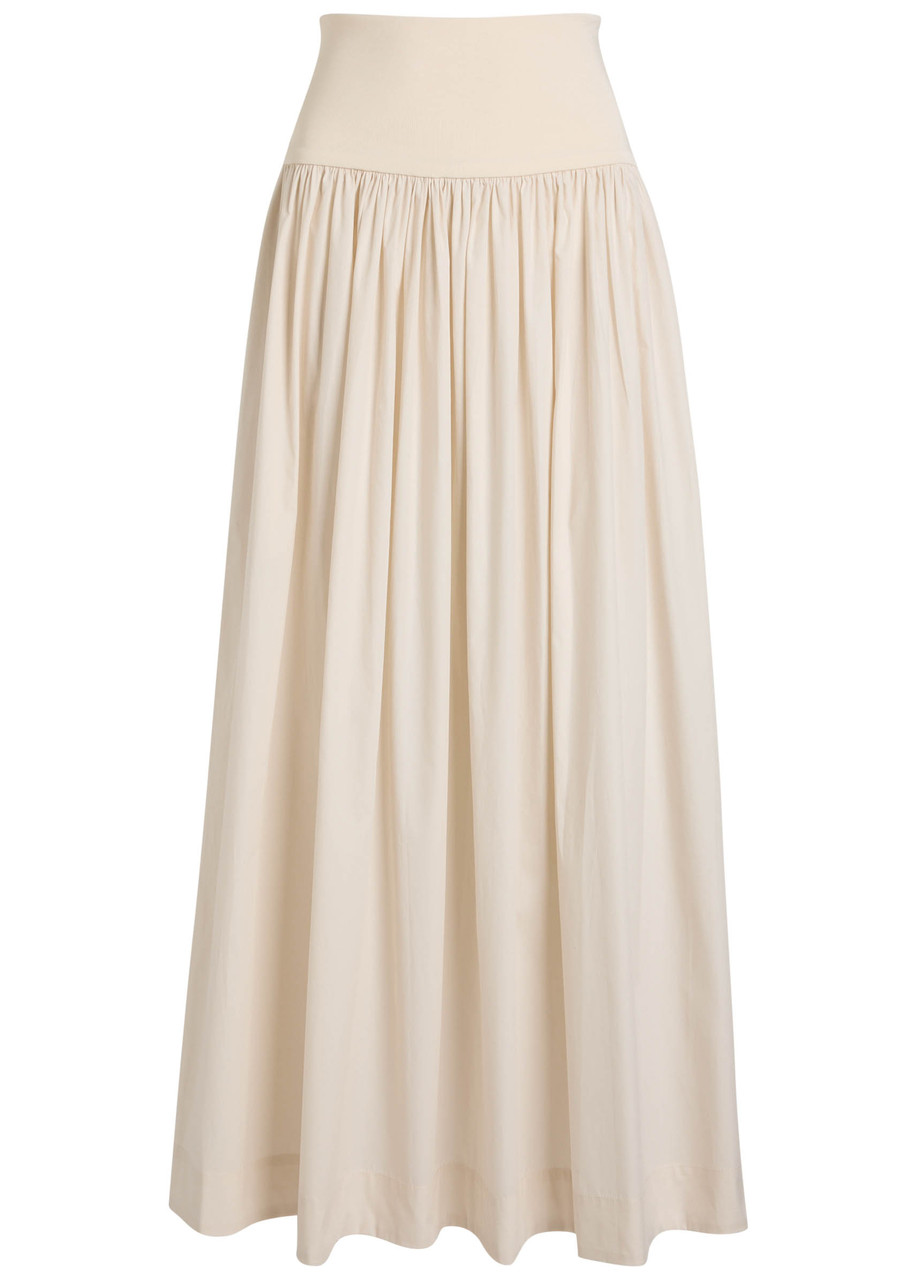 Esse Studios Pleated Cotton-poplin Maxi Skirt In White