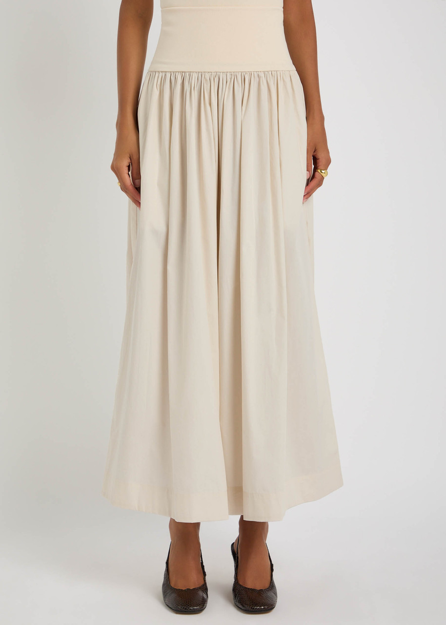 Esse Studios Pleated Cotton-poplin Maxi Skirt In White