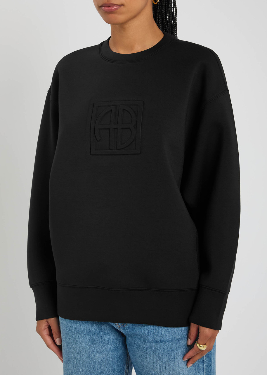 Anine Bing Womens Black Alto Relaxed-fit Stretch-woven Sweatshirt In Black