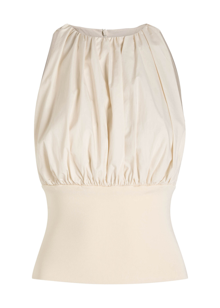 Esse Studios Gathered Cotton Top In Neutral