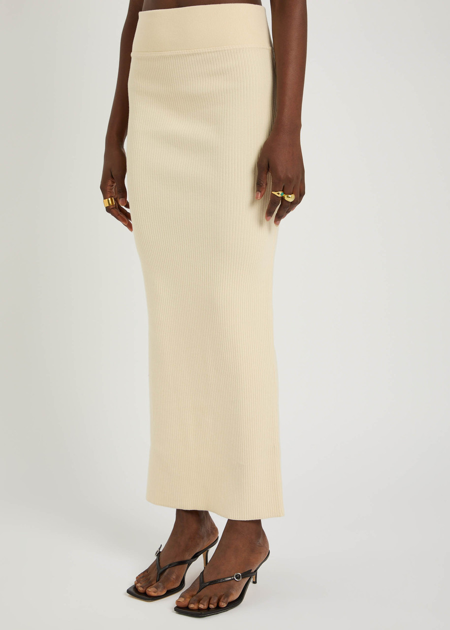 Wardrobe.nyc Ribbed Knit Midi Skirt In White