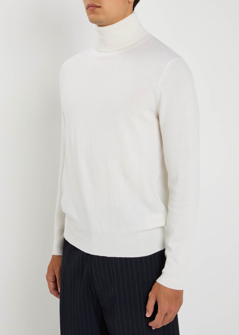  Allude Roll-neck Cashmere Top - Ecru - L 