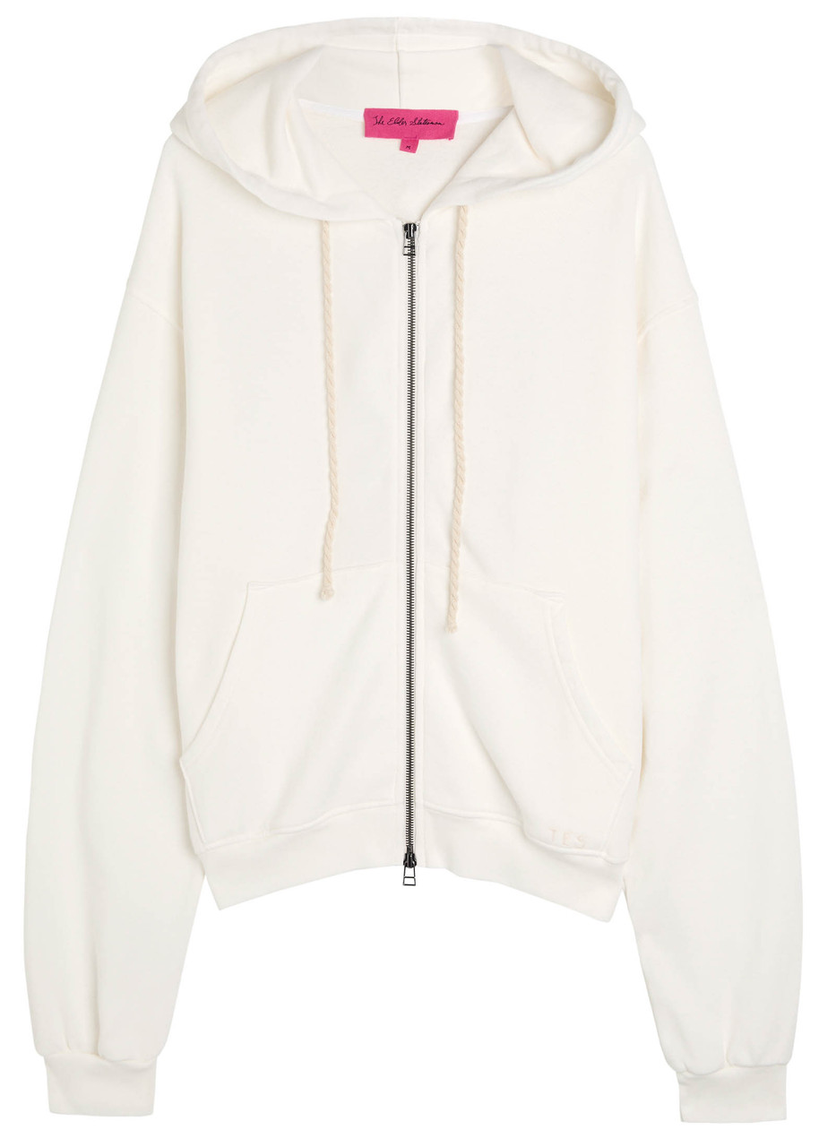 The Elder Statesman Daily Hooded Cotton And Cashmere-blend Sweatshirt In White