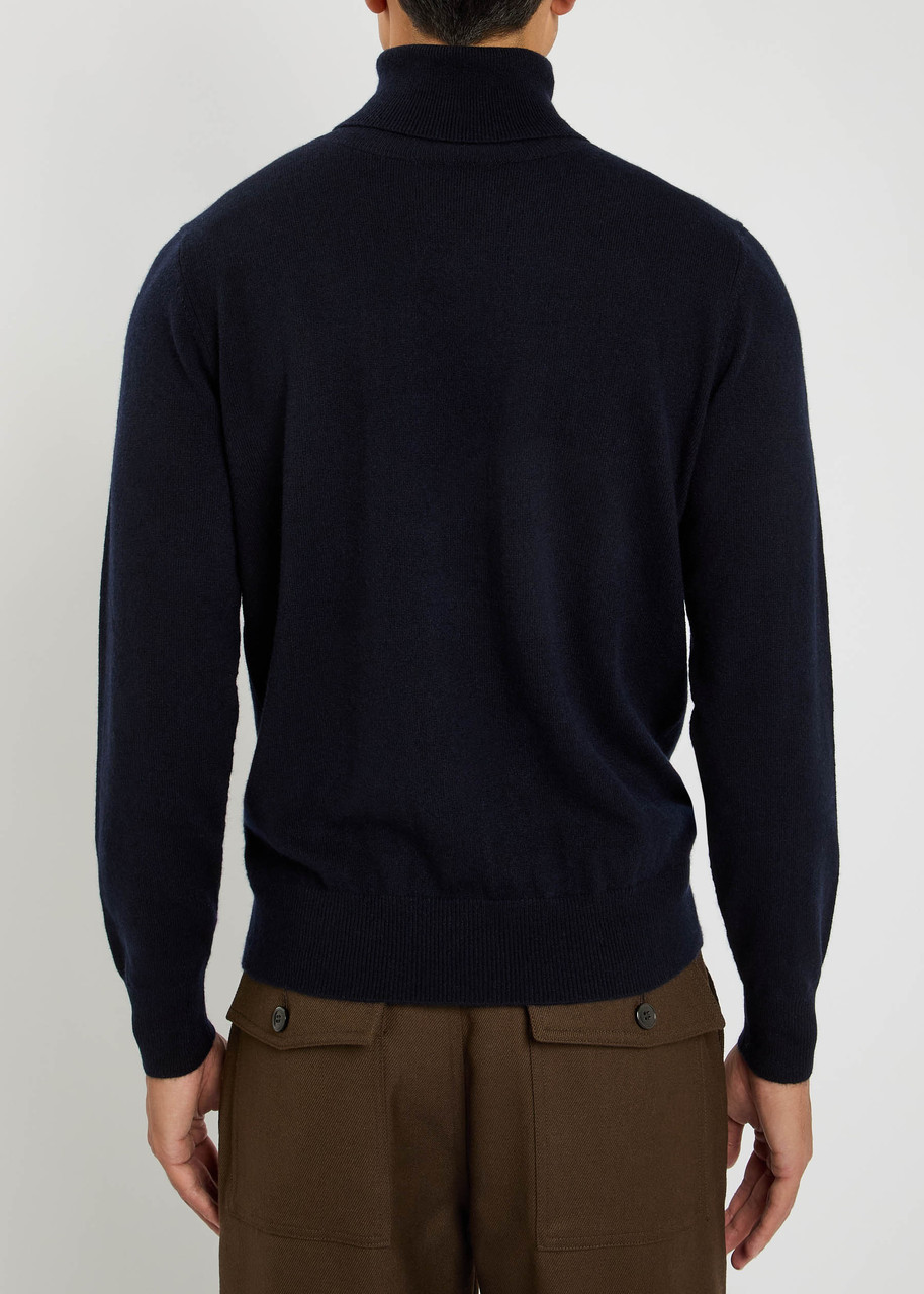  Allude Roll-neck Cashmere Top - Navy - L 