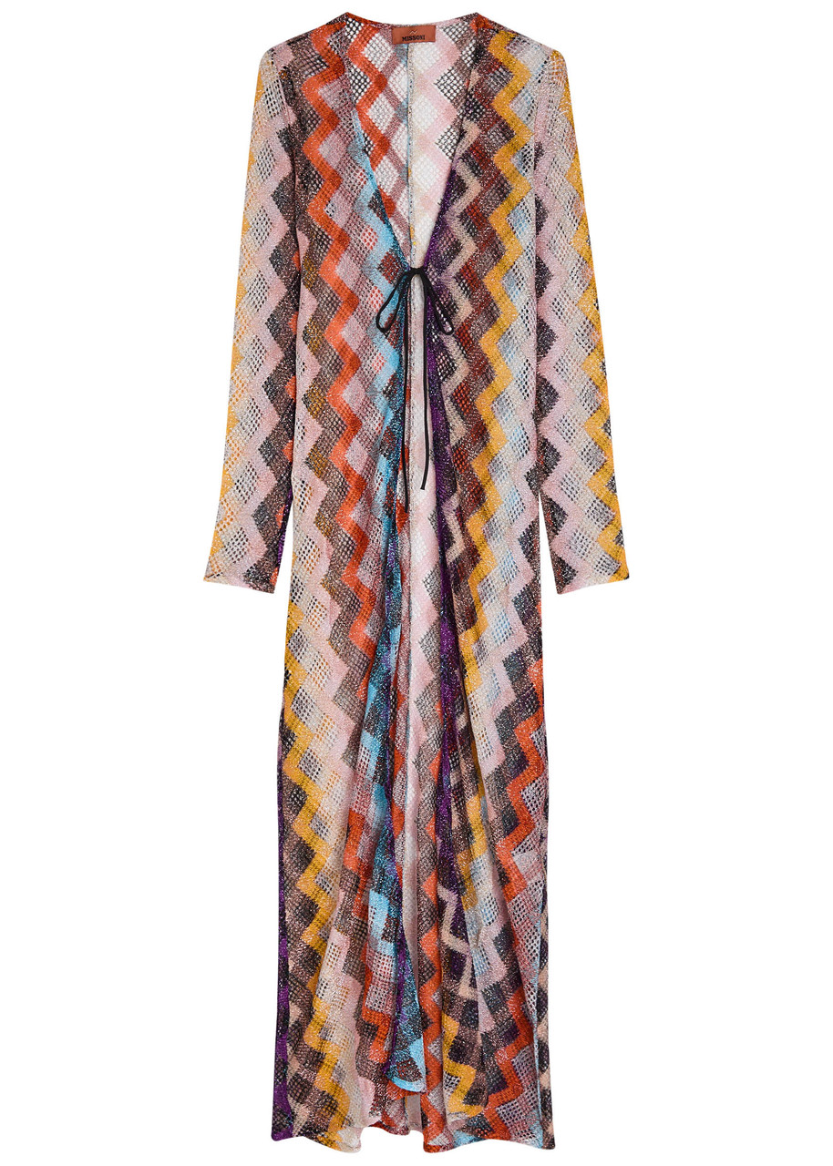 Missoni Mare Striped Metallic Crochet-knit Coverup In Multi