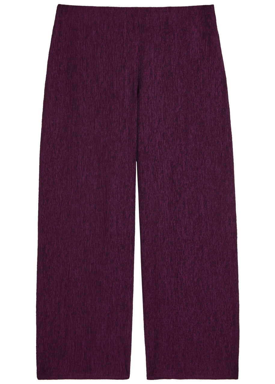 Eileen Fisher Wide-leg Plissé Trousers In Purple