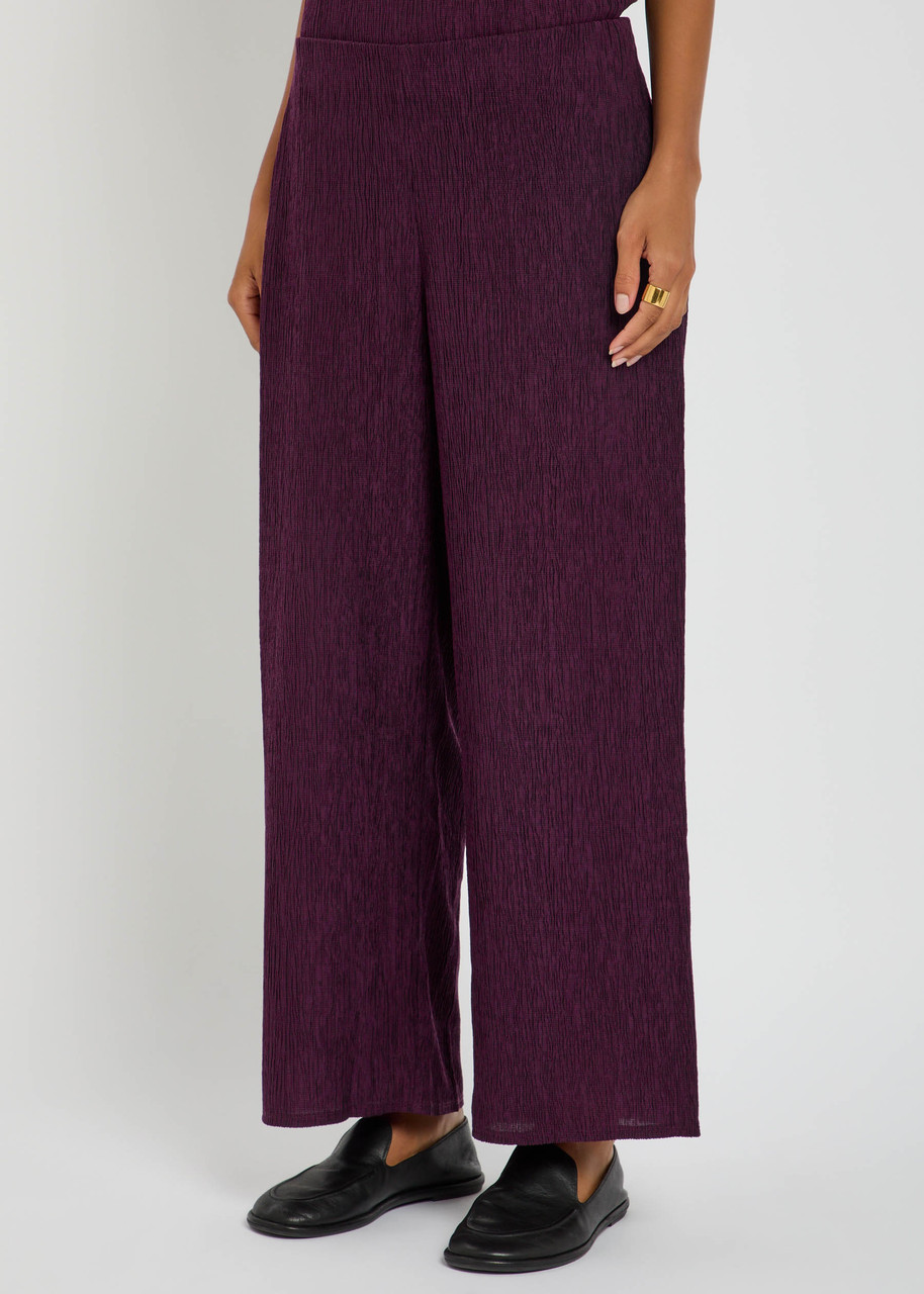 Eileen Fisher Wide-leg Plissé Trousers In Purple
