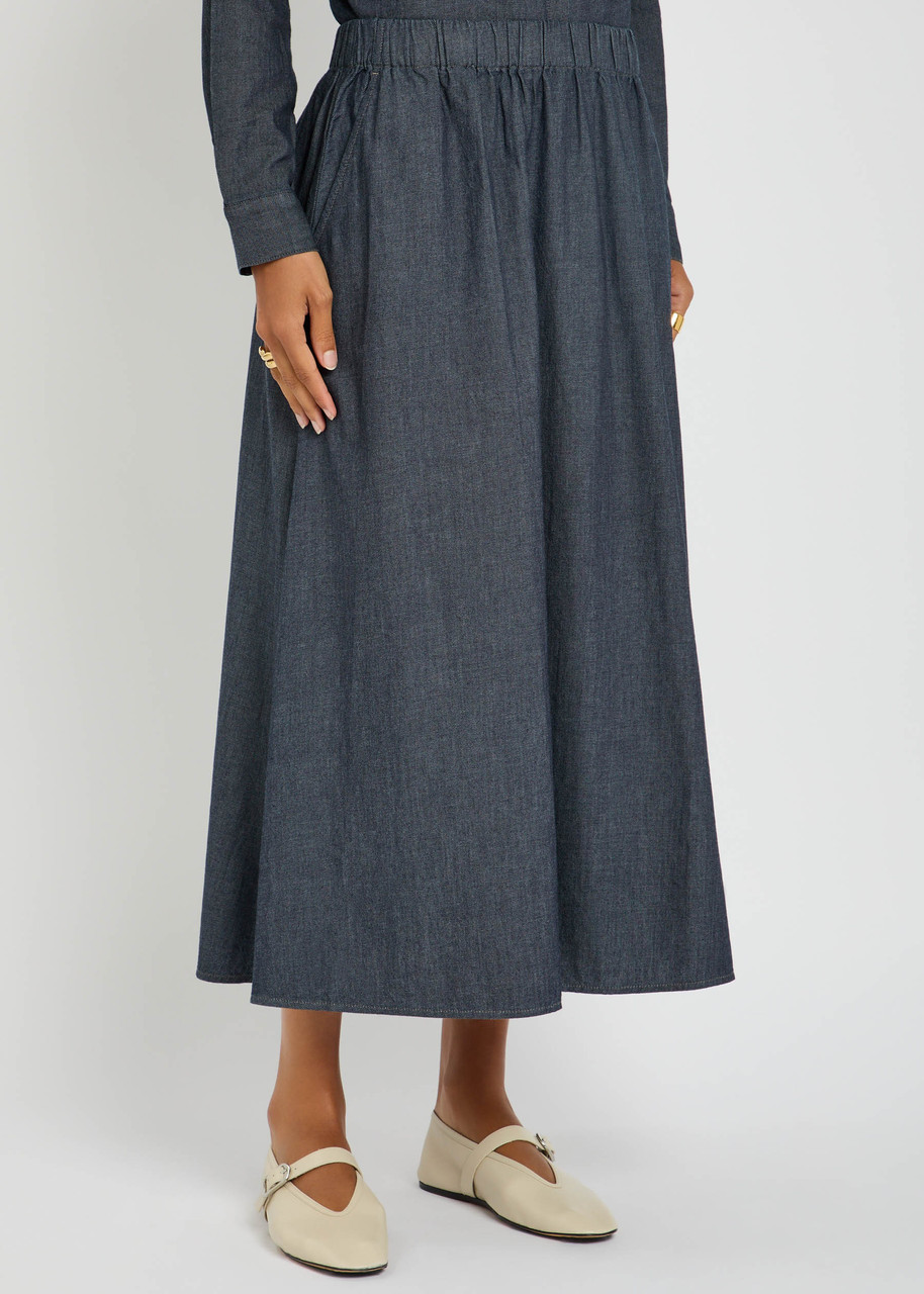 Eileen Fisher Denim Midi Skirt In Blue